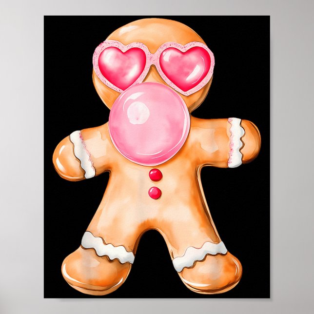 Gingerbread Blowing Bubble Gum Nk Sungles Christma Poster (Front)