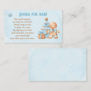 Gingerbread Blue Baby Shower Books For Baby Enclosure Card
