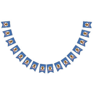 Gingerbread - Blue Snowflakes Pattern - Merry Xmas Bunting Flags