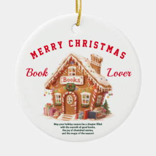 Gingerbread Bookstore Ceramic Ornament