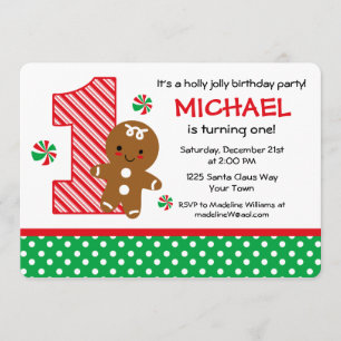 Gingerbread Boy 1st Birthday Invitation