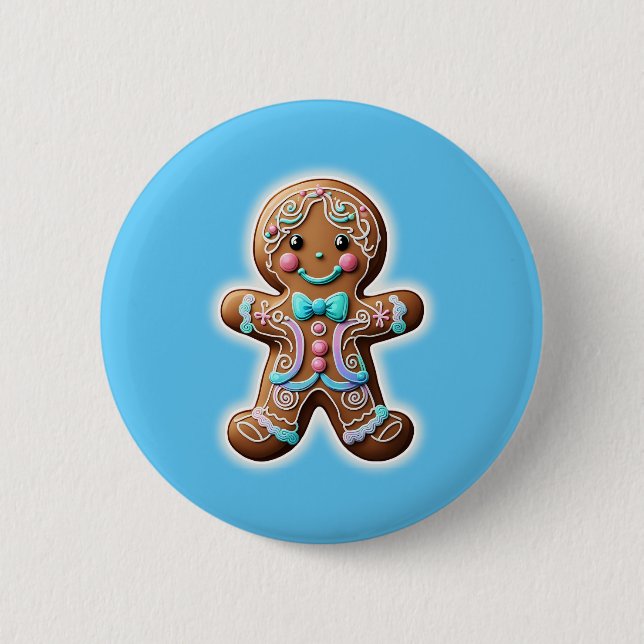 Gingerbread Boy 2 Inch Round Button (Front)
