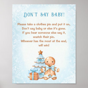 Gingerbread Boy Baby Shower Don't Say Baby Game Poster
