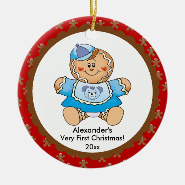 Gingerbread Boy Baby's First Christmas Ornament (Front)