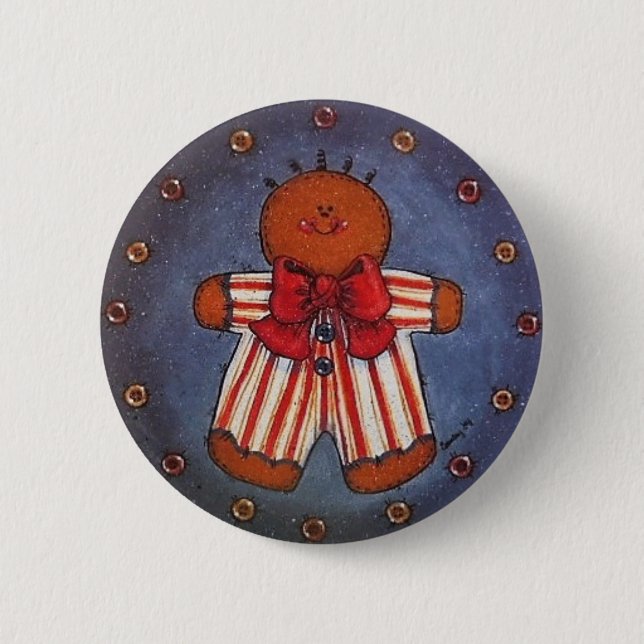 Gingerbread Boy Button Pin (Front)