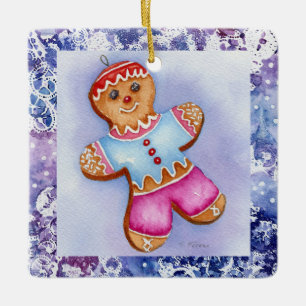 "Gingerbread Boy" Ceramic Ornament