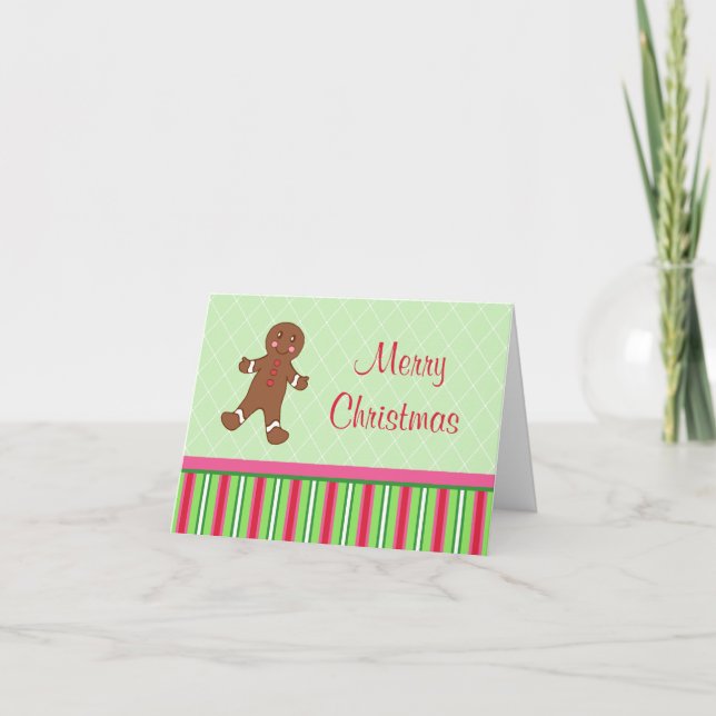Gingerbread Boy Christmas Photo Card (Front)