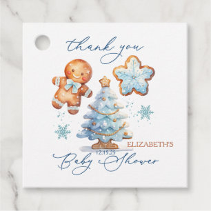 Gingerbread Boy Christmas Tree Baby Shower Thanks Favour Tags