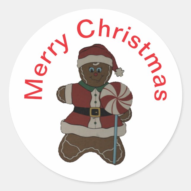 Gingerbread Boy Classic Round Stickers (Front)