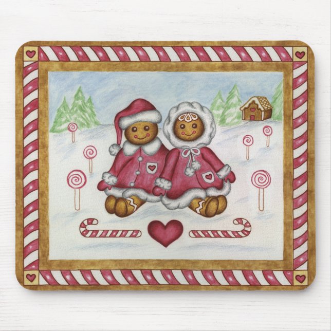 Gingerbread Boy Girl Christmas Mousepad (Front)
