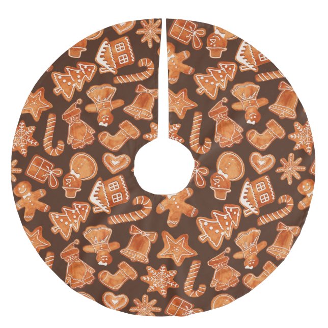 Gingerbread Brushed Polyester Tree Skirt (Front)