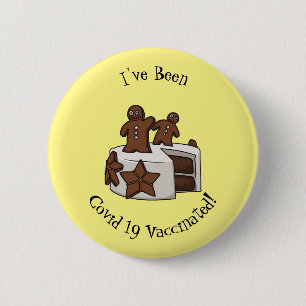 Gingerbread cake cartoon illustration 2 inch round button