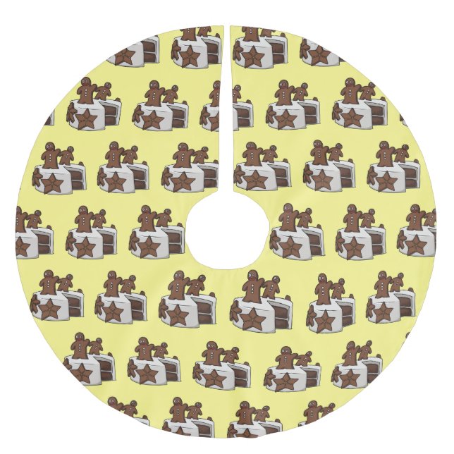 Gingerbread cake cartoon illustration brushed polyester tree skirt (Front)