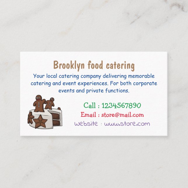 Gingerbread cake cartoon illustration business card (Front)