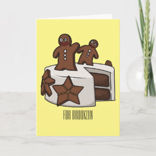 Gingerbread cake cartoon illustration card