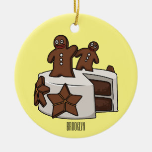 Gingerbread cake cartoon illustration ceramic ornament