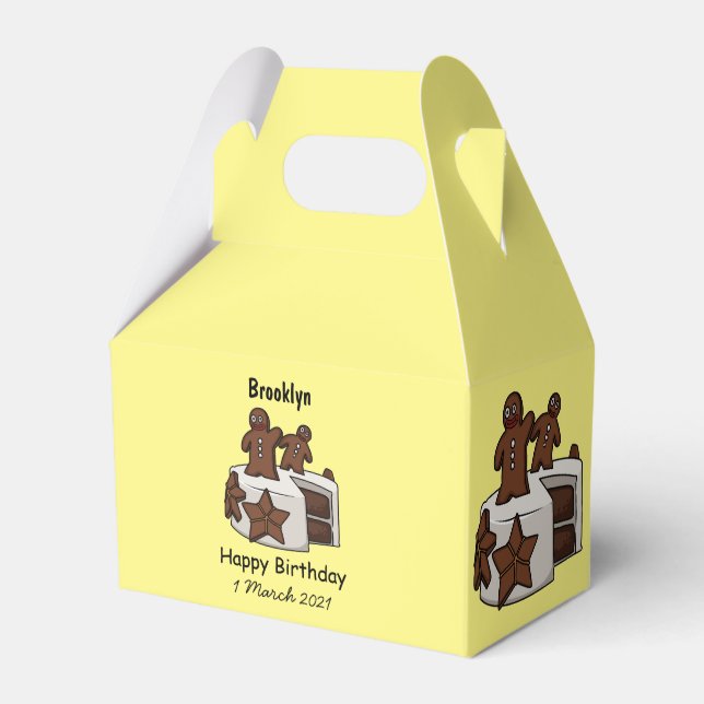 Gingerbread cake cartoon illustration favor box (Front Side)
