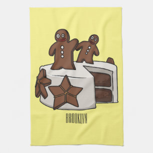 Gingerbread cake cartoon illustration kitchen towel