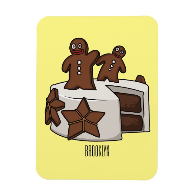 Gingerbread cake cartoon illustration magnet (Vertical)