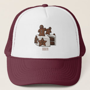 Gingerbread cake cartoon illustration trucker hat