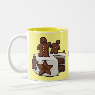 Gingerbread cake cartoon illustration Two-Tone coffee mug