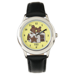 Gingerbread cake cartoon illustration watch