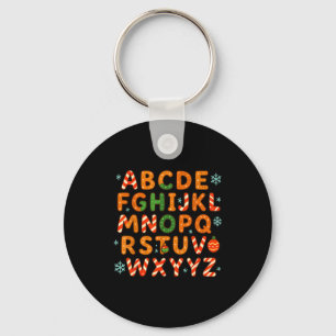 Gingerbread Candy Cane Alphabet Christmas Letters Keychain