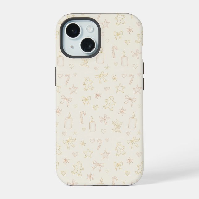 Gingerbread & Candy Cane iPhone 15 Case (Back)
