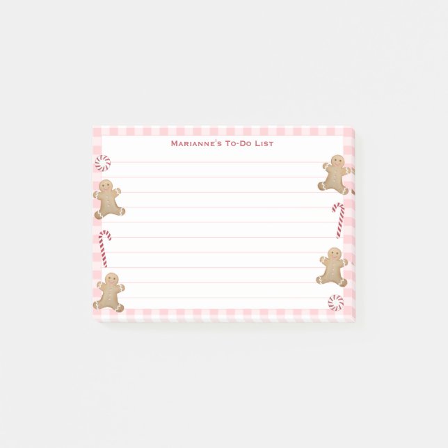 Gingerbread Candy Canes Christmas To-Do List Post- Post-it Notes (Front)