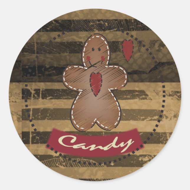 Gingerbread Candy Classic Round Sticker (Front)