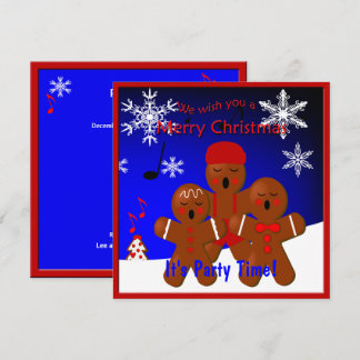 Gingerbread Carolers Merry Christmas Invitation