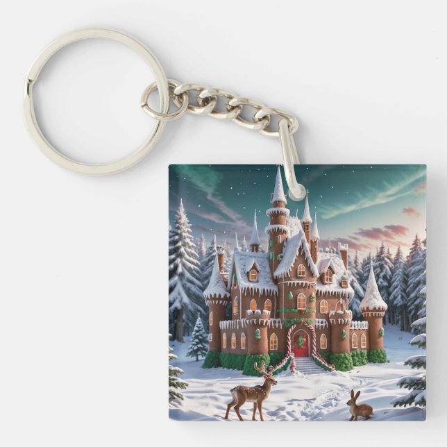 Gingerbread Castle from the Christmas Forest Keychain (Front)