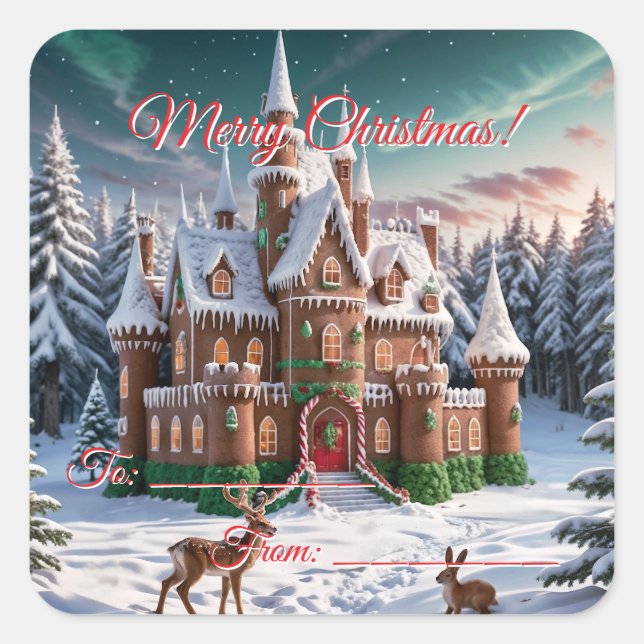 Gingerbread Castle from the Christmas Forest Square Sticker (Front)