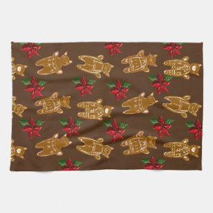 Gingerbread Cats on Dark Chocolate - Hand Drawn Kitchen Towel