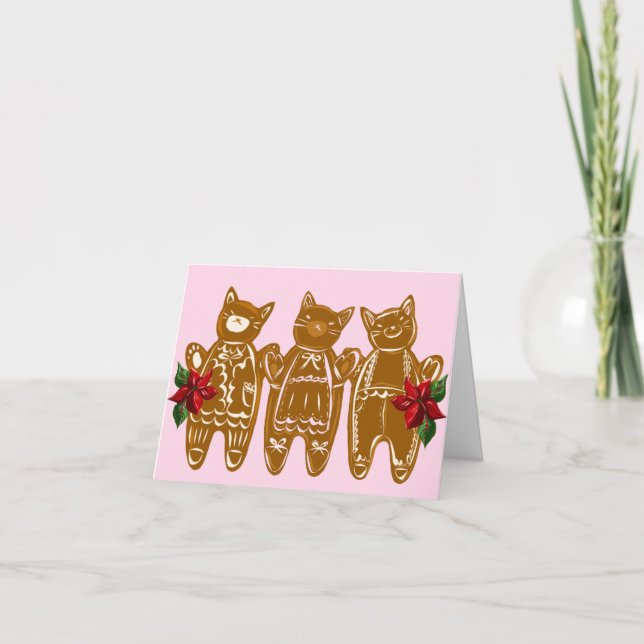 Gingerbread Cats & Spun Sugar - Hand Painted Card (Front)
