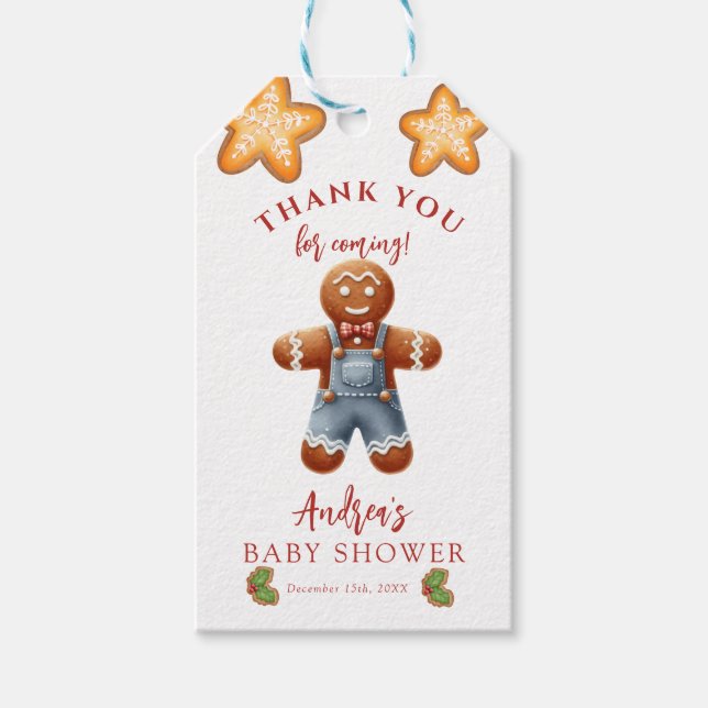 Gingerbread | Christmas Baby Shower Favour Tags (Front)
