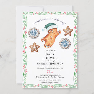 Gingerbread   Christmas Baby Shower  Invitation