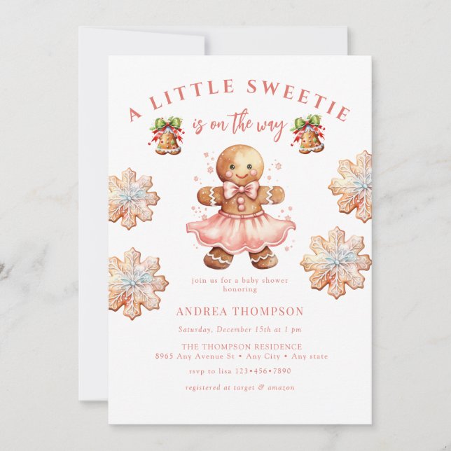 Gingerbread | Christmas Baby Shower  Invitation (Front)