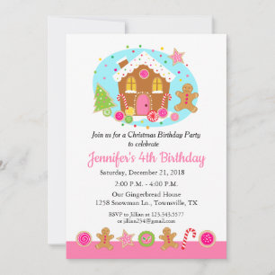 Gingerbread Christmas Birthday Party Invitation