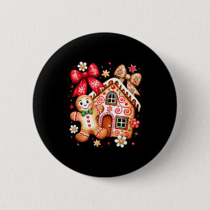 Gingerbread Christmas Bow Christmas House Retro Co 2 Inch Round Button