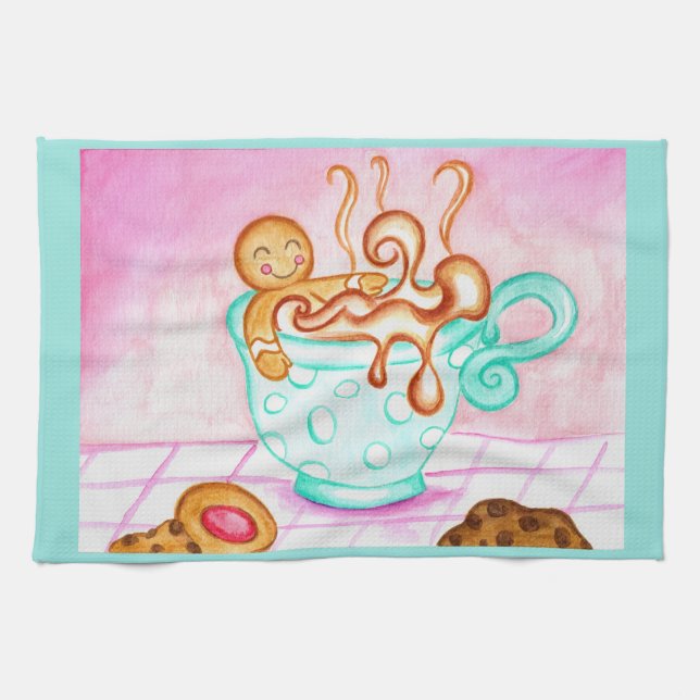 Gingerbread Christmas Coffee Kitchen Towel  (Horizontal)