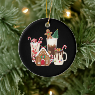 Gingerbread Christmas Coffee Lover Gift Xmas  Ceramic Ornament