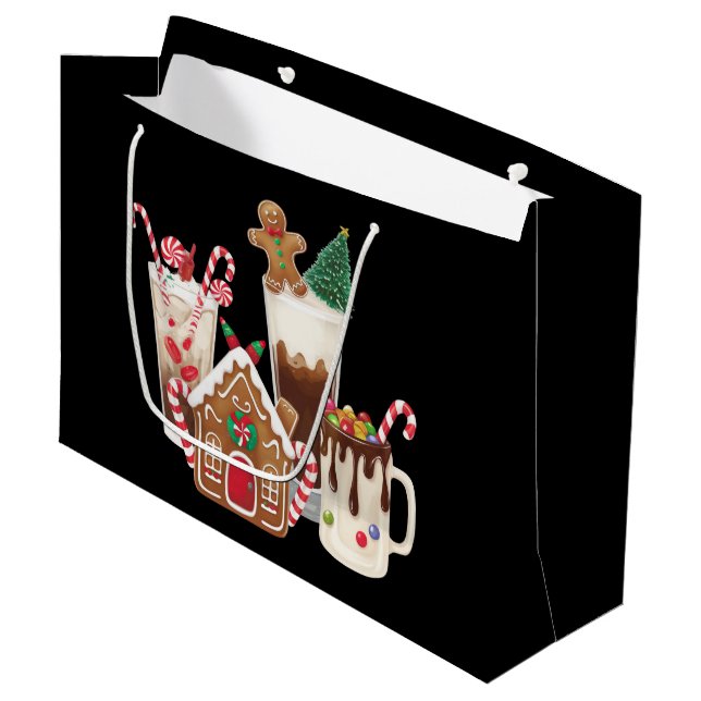 Gingerbread Christmas Coffee Lover Gift Xmas  Large Gift Bag (Front Angled)
