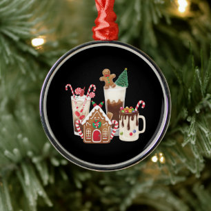 Gingerbread Christmas Coffee Lover Gift Xmas Metal Ornament
