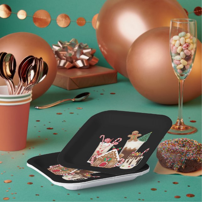 Gingerbread Christmas Coffee Lover Gift Xmas  Paper Plate (Multi)