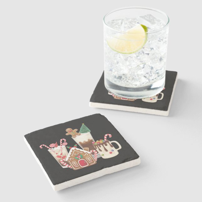 Gingerbread Christmas Coffee Lover Gift Xmas  Stone Coaster (Side)