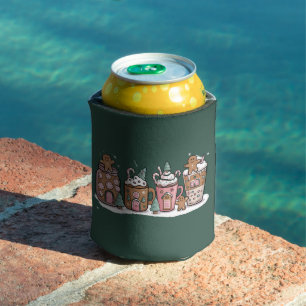 Gingerbread Christmas Coffee Lover Latte Drink Can Cooler