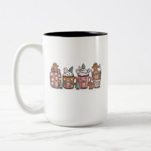 Gingerbread Christmas Coffee Lover Latte Drink Two-Tone Coffee Mug