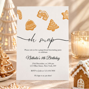 Gingerbread Christmas Cookie Decorating Birthday Invitation
