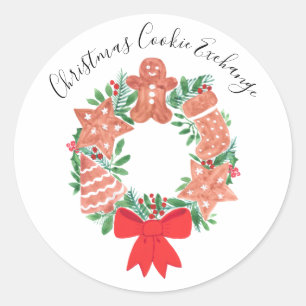 Gingerbread Christmas Cookie Exchange  Classic Round Sticker